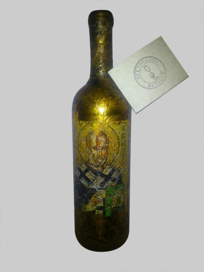 Вино за кръщене с икона на Св.Николай Чудотворец